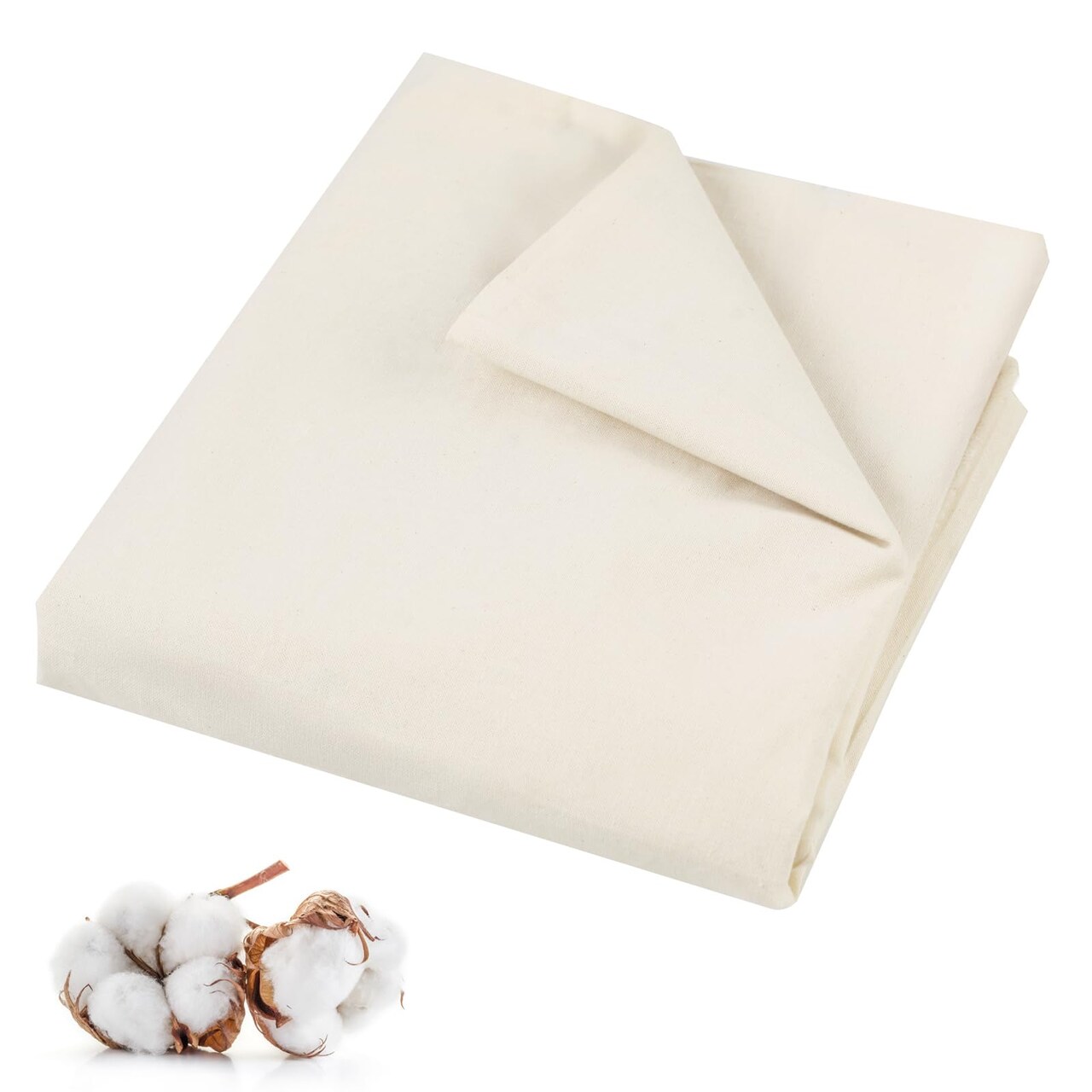 100% Cotton Muslin Fabric, 63 Inch X 2 Yards Unbleached Muslin Linen Fabric by The Yard, Medium Weight Draping Fabrics Suitable for Sewing Embroidery, Garments, Crafts Material-Natural
